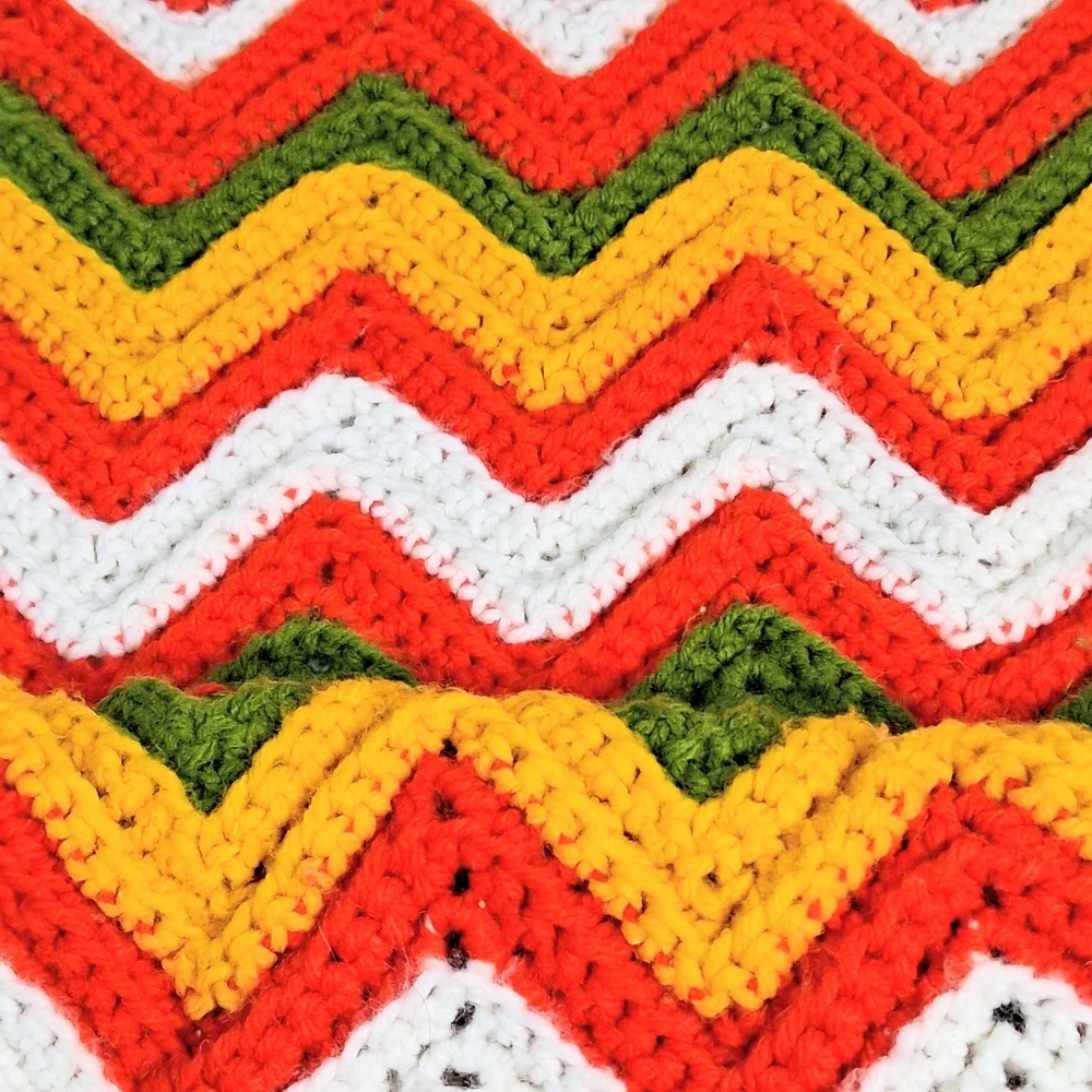 Handmade Frilly Chevron/Zig Zag Vintage Crochet 40X48 Blanket
